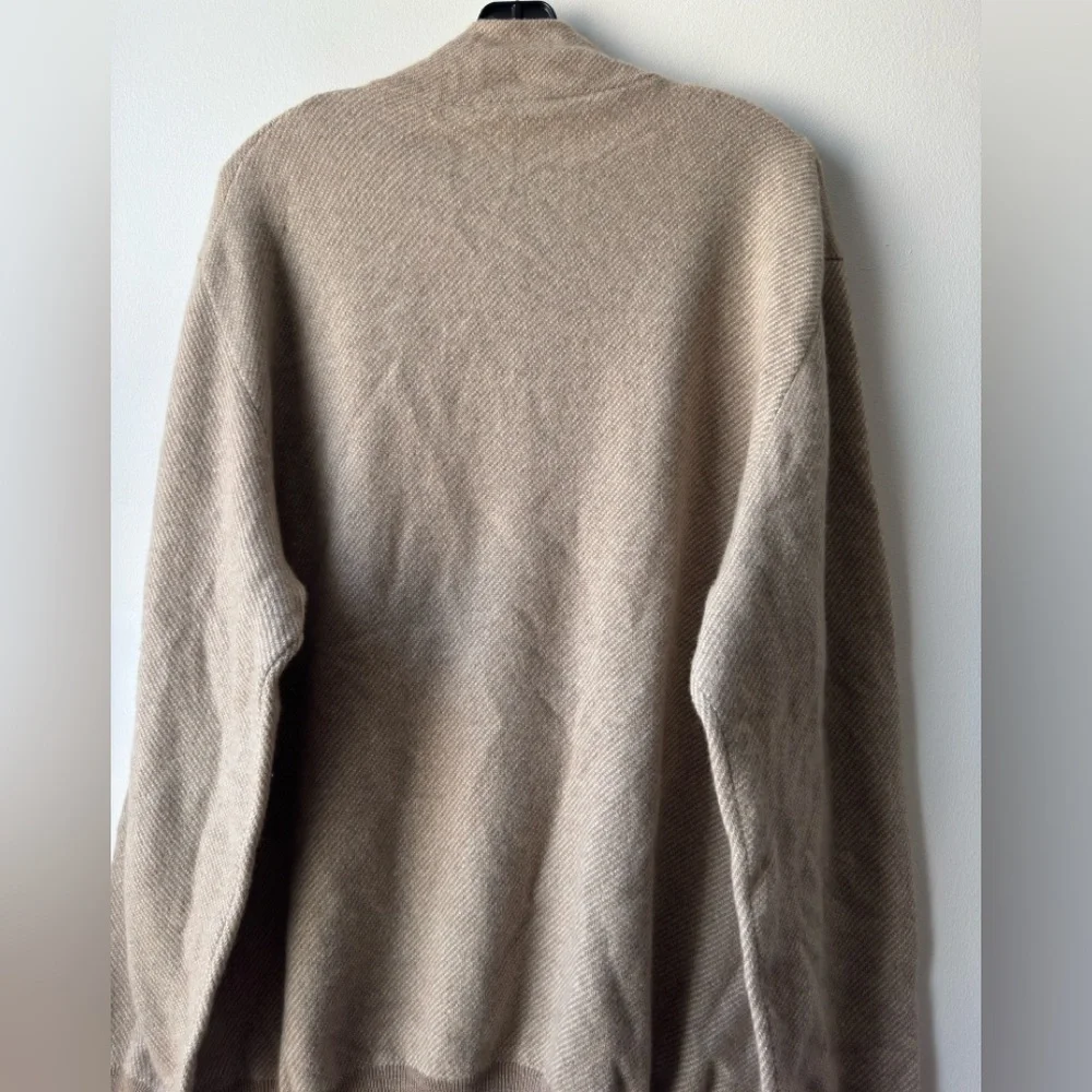 Loro Piana Roadster Pull 100% Cashmere Tan Half Zip-Up Sweater
